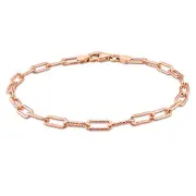 Amour 18k Rose Gold Plated Sterling Silver 3.5mm Fancy Paperclip Anklet - 9 in.