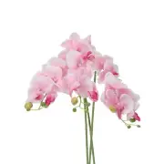 3Pcs 31" 7 Heads Artificial Orchid Stems Faux Silk Phalaenopsis, Light Pink
