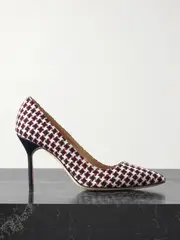 [Manolo Blahnik] Manolo Blahnik - 90 Leather-trimmed Embroidered Tweed Pumps - White - IT40 IT 40 White