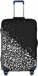 [pvinnk] Black white glitter Print Protective Luggage Cover Elastic Washable Suitcase Travel Gear Protector, White, X-Large