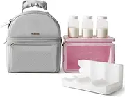 SUNVENO Breastmilk Cooler Bag with Detachable Insulation Box Double Decker Lunch Bag (Grey)