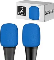 Geekria for Creators Foam Windscreen Compatible with Sennheiser E 835, E 845-S, E 935, E 945 Microphone Antipop Windshield, Mic Wind Cover, Sponge Foam Filter (Blue / 2 Pack)