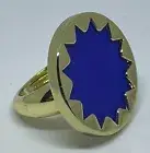 House of Harlow 1960 14KT plated Medium Sunburst Cocktail Cobalt Ring