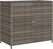 [vidaXL] Garden Storage Cabinet, Outdoor Storage Box for Balcony Patio Garage, Cupboard with Door, Tool Storage Organiser, Grey Poly Rattan