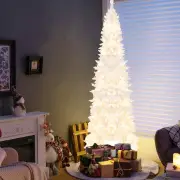 Costway2.1M Pre-Lit White Christmas Tree with 8 Lighting Modes