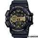 CASIO G-SHOCK 街頭搖滾金屬風多層次雙顯運動錶 GA-400GB-1A9 黑x金