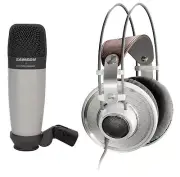 AKG K701 Open-Back Studio Reference Monitor Headphones+Samson Recording Mic