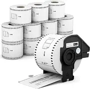 12 Rolls 2.4" x 100 Feet Continuous Paper Label Replacement for Brother DK-2205 Use with Brother QL-800 QL-720NW QL-810W QL-820nwb, Misofuki 2-3/7" x 100' Cut-to-Length White Paper Labels with 1 Frame