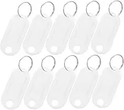 NUOBESTY 30pcs White Plastic Keychain Id Tags Luggage Label Tags for Easy Identification Hotels Homes and Offices Practical Key with Ring for Classifying Keys