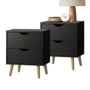 Oikiture 2 X Bedside Tables Side Table Bedroom Furniture Black