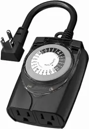 Outlet Timer, 24 Hour Mechanical Outdoor Timer for Pool Pump, Plug in Timer USA