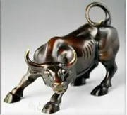 Big Wall Street Bronze Fierce Bull OX Statue 12cm