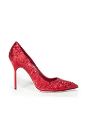 Red Rhinestoned Pointed Toe Heels