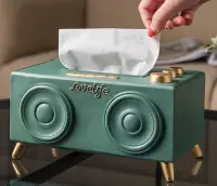 在飛比找Yahoo!奇摩拍賣優惠-歐式 復古時尚綠色收音機造型面紙盒 簡約創意音響收音機紙巾收