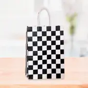 Black & White Checkered Paper Gift Bags 4pk