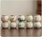 Decorative 10 Pcs Hand-painted Tea Canister Household Ceramic Storage Container Small Portable Tea Tin Container