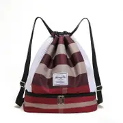 Nevenka Womens Drawstring Bag Large Wet and Dry Separation Backpack-RedGrid