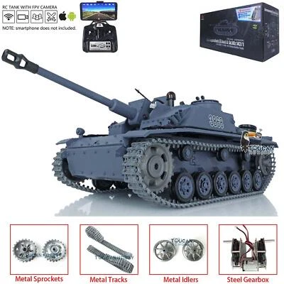 Henglong 1/16 7.0 Upgraded FPV IR BB Stug III RTR RC Tank 3868 Metal Tracks