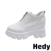 在飛比找momo購物網優惠-【Hedy】厚底休閒鞋 內增高休閒鞋/復古拉鍊造型粗跟厚底內
