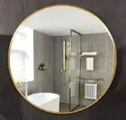 Modern round Gold Wall Mirror 80X80Cm Aluminium Alloy Frame Sleek Contemporary D