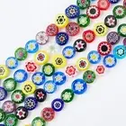 1 Strands About 65pcs Random Flat Round Beads Mixed Colors Glass Beads Bracelet