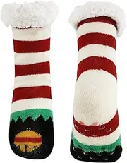 [Junely] Christmas Slipper Socks for Women with Grippers Non Slip Fuzzy Grip Winter Warm Cozy Thick Comfy Soft Fleece Cabin Socks