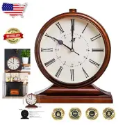 Silent Analog Desk Clock with Large Roman Numerals - Modern Retro Design
