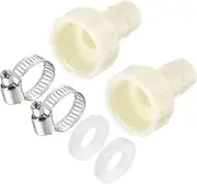 uxcell ABS Hose Barb Fitting, 12mm Barb x G1/2 Female Thread Pipe Connector Coupler Adapter with 9-16mm Hose Clamp and Washer, White 2 Set