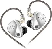 Ezear KZ Castor in-Ear Headphones Tuning Adjustable Dual Driver IEM Earbuds HiFi Headphones Musician IEM Upgrade Deep Bass for Bass Vocal Pop (Silver, No Microphone)