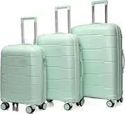 [Habrur] Checked Luggage Carry On Luggage Luggage Sets 3 Piece Suitcases with Wheels, Expandable and Travel Lightweight Luggage Suitcase (Color : J, Size : 20+24+28 in)