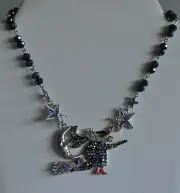 KIRKS FOLLY SEASON OF THE WITCH CRESCENT MOON NECKLACE IN SILVER TONE