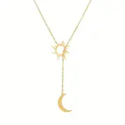 Sun Totem & Moon Necklace Pendant - Golden