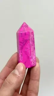 Pink Howlite Point Hand Polished Dyed White Howlite Bright Healing Crystal
