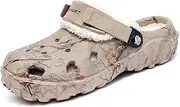 [FLIOZY] House Slippers for Men Comfortable Indoor Winter Mules Anti-Slip Garden Shoes with Detachable Plush Lining Slip-On Fur Lined & Comfy Clogs