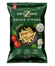 2 x Infuzions Veggie Straws Sour Cream & Herb 90g