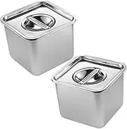 GLEAVI 2pcs Stainless Steel Pan Flat Buffet Tray Serving Tray for Buffet Hotel Pan with Lid Kitchen Food Holder Serving Dish Canteen Supplies Silver Stainless Steel