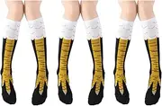 [OurSuperDeals] Chicken Leg Socks for Kids Girls Boys Funny Gag White Elephant Gifts Cotton Knee High Socks 3-12Years