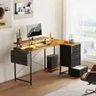 160Cm Computer Desk with 4 Drawers, Gaming Desk with LED Lights & Power Outlets,