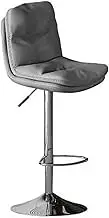 Breakfast Stools Nappa Leather Bar Stool with Footrest and Backrest Bar Reception Lift Stool with Stable Stainless Steel Base Kitchen Island Chairs Gift