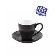 6x Coffee Cup & Saucer Black 200mL Bevande Cono Tea Hot Chocolate Cups