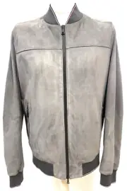 Paul & Shark Yachting Herren Lamm Leder Jacke Größe L Grau Aqua Leather