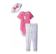 Gerber Girls 3-Piece Pink/Gray Zebra Set Sizes 18M or 24M; Onesie, Cap & Pants