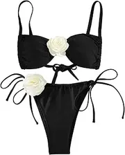 Lilosy Sexy Decorated Cheeky String Triangle Bikini 2 Piece
