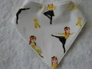 Emma Wiggles White Bandana Dribble Bibs Cotton Front Towelling Back Handmade