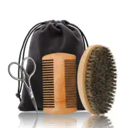 Hair Dough Beard Brush & Comb, Scissors Set for Men, Set Includes Soft Boar Bris