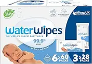 WaterWipes 444 Pack, Mixed Baby Wipes, 99.9% Water Based Wet Wipes, Unscented & Hypoallergenic (6 packs x 60 + 3 packs x 28)