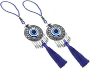 MUELODSIC 2pcs Evil Eye Car Hanging Ornament Pendant and Tassel Protective Accessory for Rear View Mirror for Car Decor and Symbolic Meaning