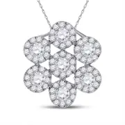 14k White Gold Round Diamond Fashion Pendant 1/2 Cttw