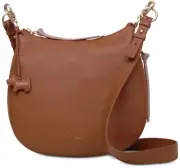 RADLEY LONDON Pudding Lane Ziptop Pebble Leather Crossbody Brown $245