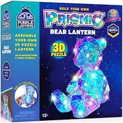 Prismic Bear Lantern Kit – DIY 3D Craft Light for Teens Age 12+ with Panels, LED Lights, Mirrored Base & Instructions – Cute Room Décor Girls & Boys, Ready-to-Gift Birthday & Holiday Box
